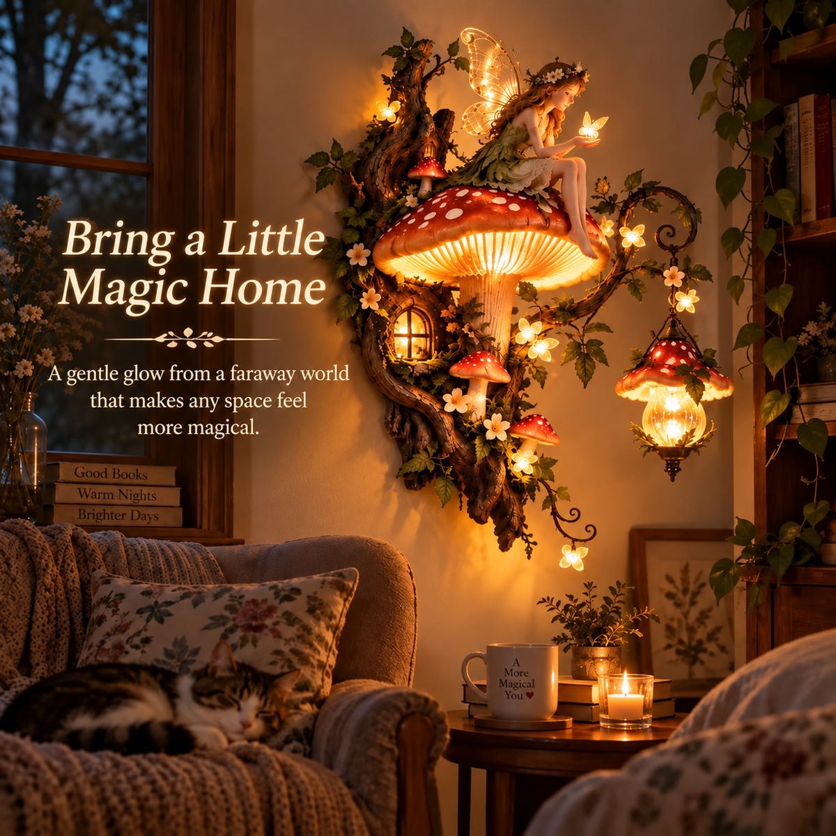 🧚 Enchanted Fairy Mushroom Wall Light – Magical 3D Forest Décor