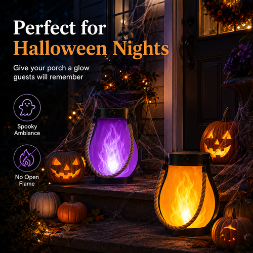 🎃2-Pack – Solar Flickering Flame Lanterns