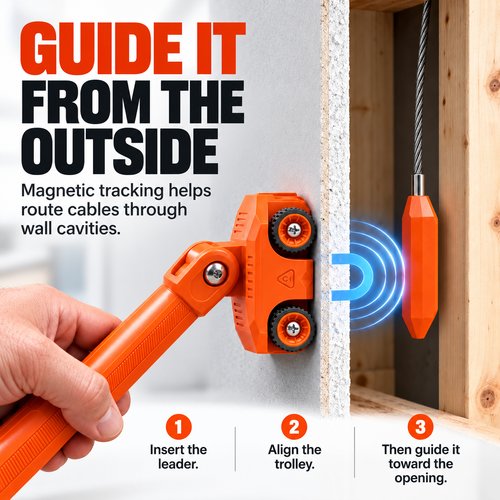 🧲 Magnetic Wire Puller Kit, Dual Purpose Cable Fishing Tool & Stud Finder