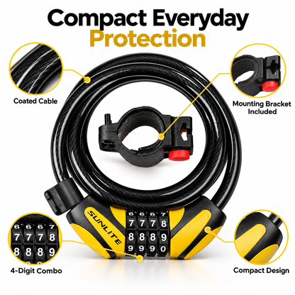 🔒Bike Lock Cable,🚲 4 Feet Bike Cable Lock Basic Self Coiling Kids Bike Lock