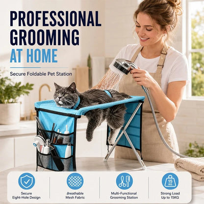 🐾2-in-1 Foldable Pet Grooming Bed