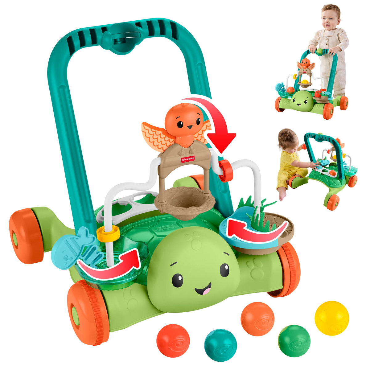 🐢Moves With You Turtle Walker, Baby & Toddler Activity Push Toy, 5 Balls