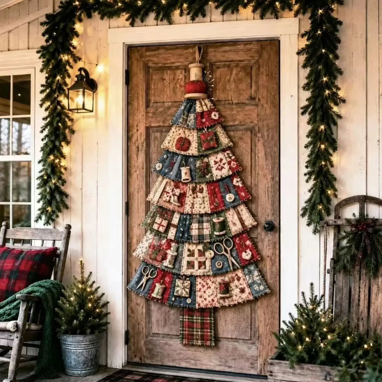 🚪 CHRISTMAS DOOR FAVORITE | Layered Fabric Tree Hanging – Space-Saving Holiday Decor for Front Doors & Entryways
