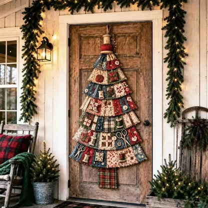 🚪 CHRISTMAS DOOR FAVORITE | Layered Fabric Tree Hanging – Space-Saving Holiday Decor for Front Doors & Entryways