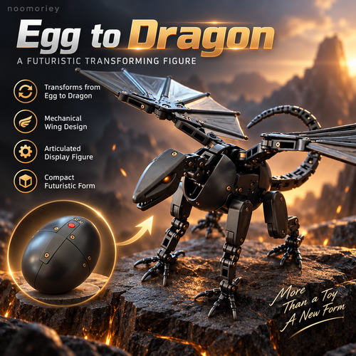 🐉 Mechanical Dragon Egg – Two-Form Fantasy Dragon Figure