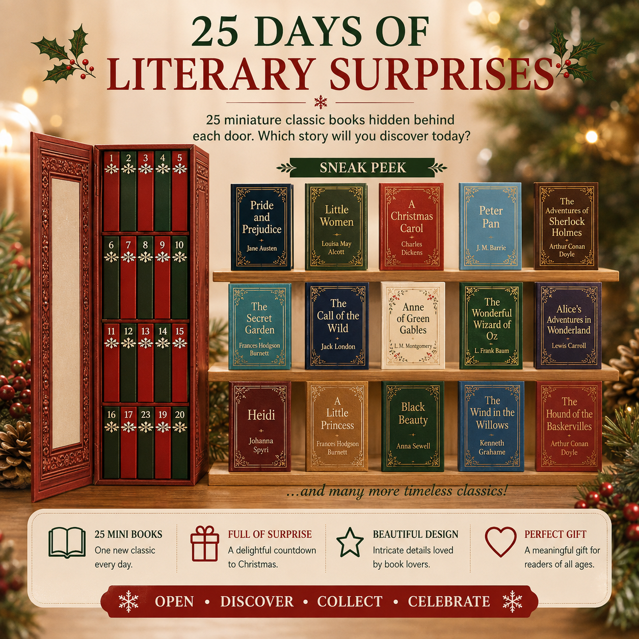 📚25-Day Book Advent Calendar | Miniature Book Ornaments for Book Lovers