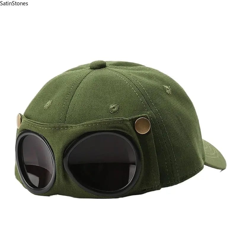 2-in-1 Pilot Baseball Cap - Green