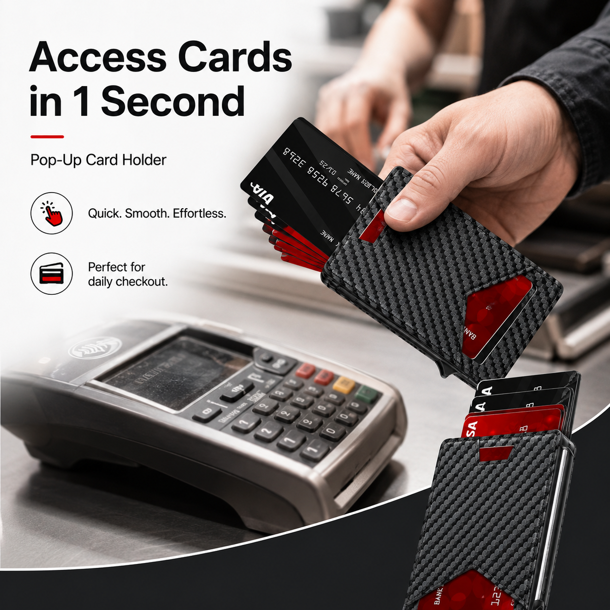 💳 Men's RFID Minimalist Bifold Wallet | Pop-Up Card Holder with ID Window & Money Clip | Gift Box Include