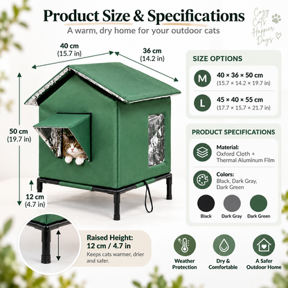 🐱 LIMITED-TIME 50% OFF! ✨ All-Weather Elevated Outdoor Cat House – Waterproof, Thermal Lining, Foldable