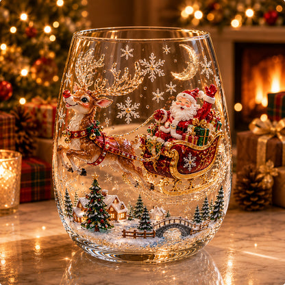 ✨Magical Christmas 3D Glass Cup Collection – Santa, Reindeer, Snowman & Christmas Tree