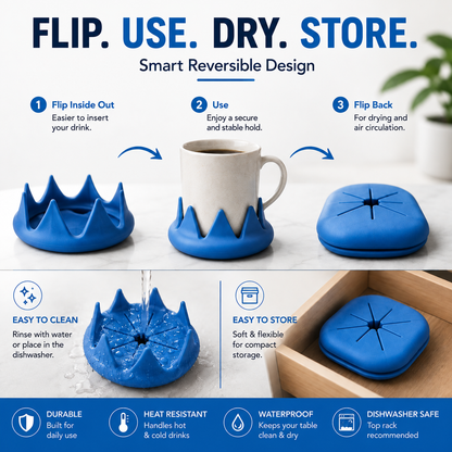 Closer Coaster: The Coaster That Follows Your Drink – Non-Slip, Reversible Silicone Coaster