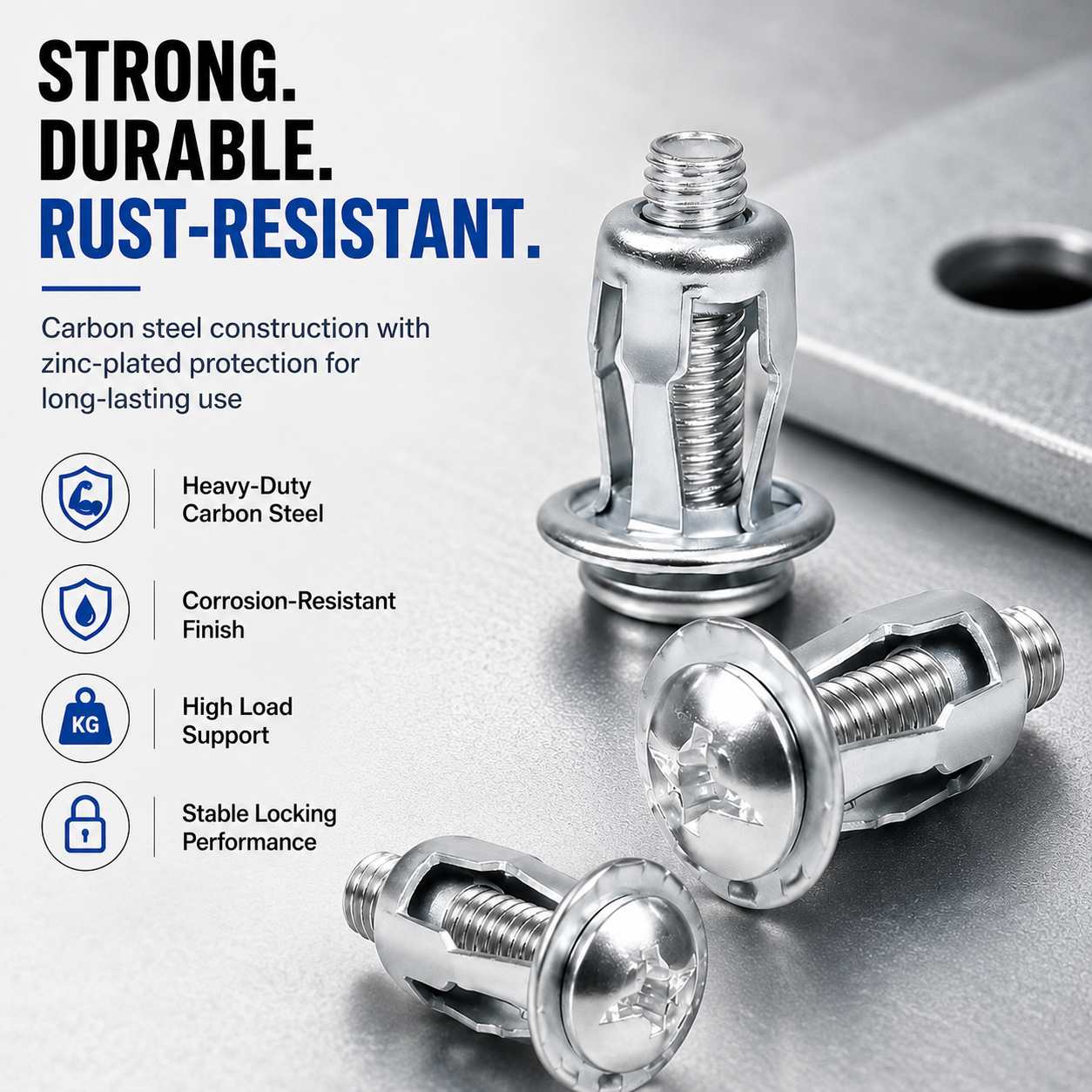 Carbon steel zinc plated secure grip rivet locking nuts