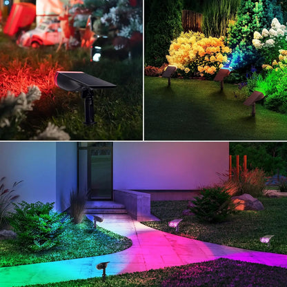 Linkind Smart Solar Spotlight RGBTW Color Changing Cool Warm White Landscape Lighting APP Control Outdoor IP67  Waterproof