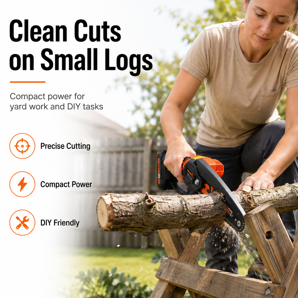 🌿 Cordless Mini Chainsaw – Branch Pruning & Leafy Overgrowth Cleanup Saw