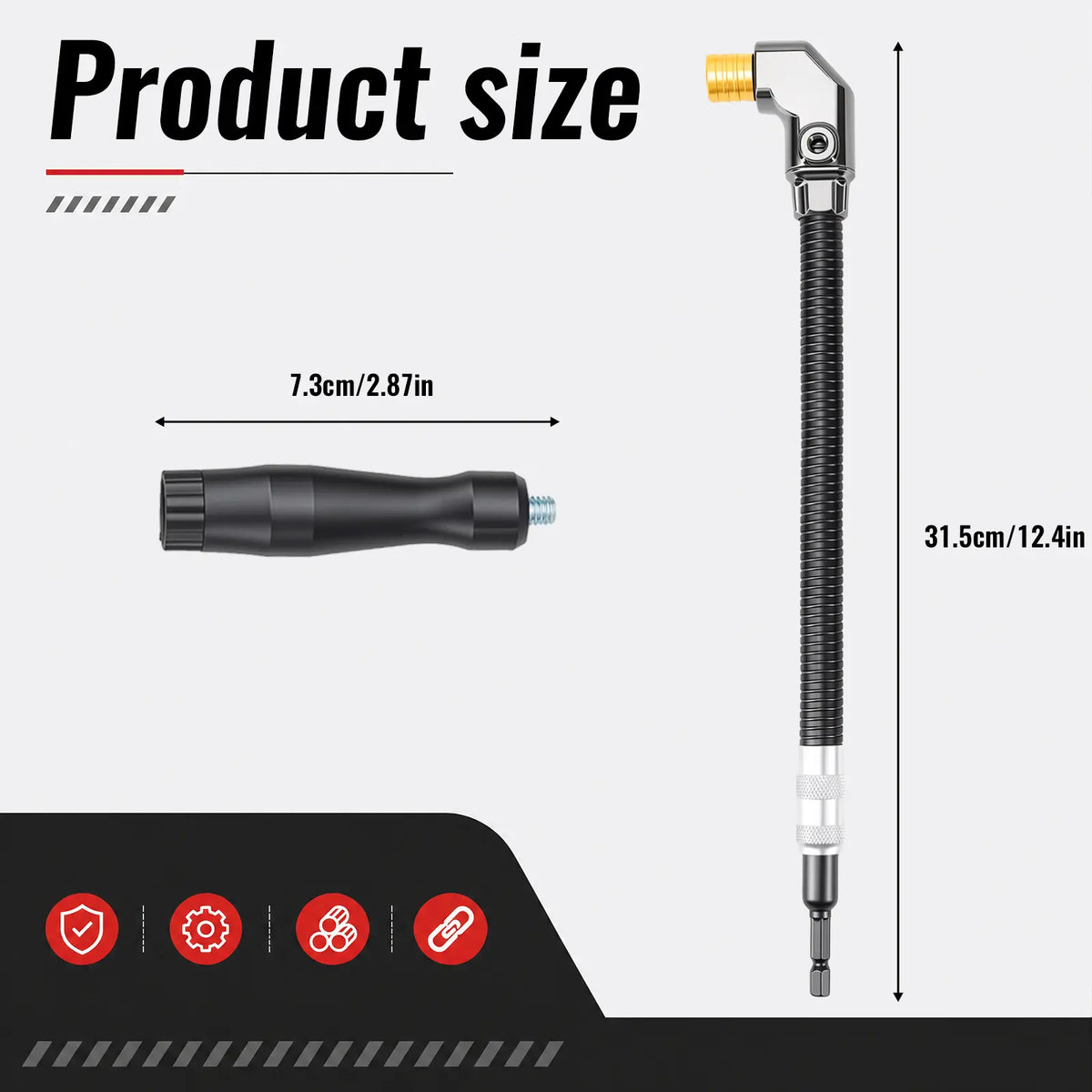 ⚙️Flexible Drill Extension with 90° Right-Angle Head & Support Handle