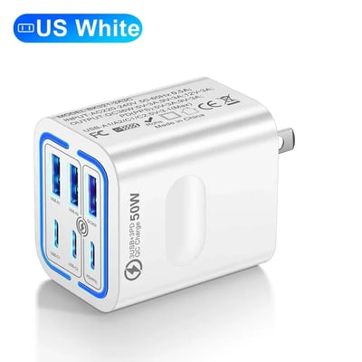 ⚡Portable Multi Port Charging Station 50W, 6-Port USB C & USB A