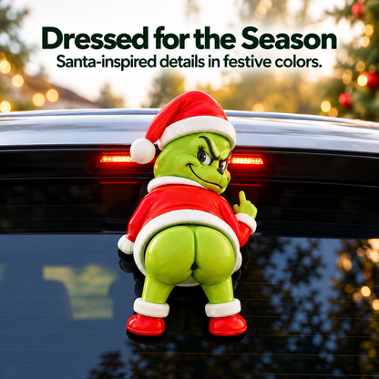 🎅 Funny Grinch Rear Window Car Decor, Water Spray Christmas Grinch Ornament for SUV Rear Windshield, Holiday Prank Car Decoration