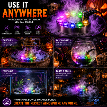 🌫️ Ultrasonic Mist Maker Fogger-🎃Turn Water Into Spooky Glowing Fog