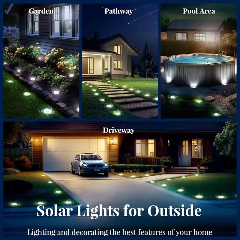 Solar outdoor lights for garden pathway driveway and pool area