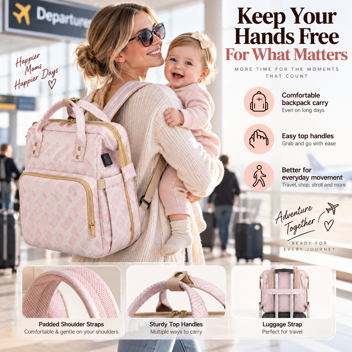 👶  2-in-1 Baby Diaper Bag Backpack – Fold-Out Care Space & Large Storage