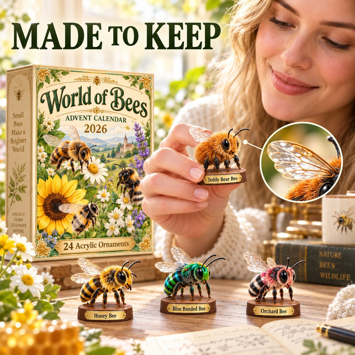 World of Bees 2026 Advent Calendar | 24 Unique Acrylic Ornaments 🐝