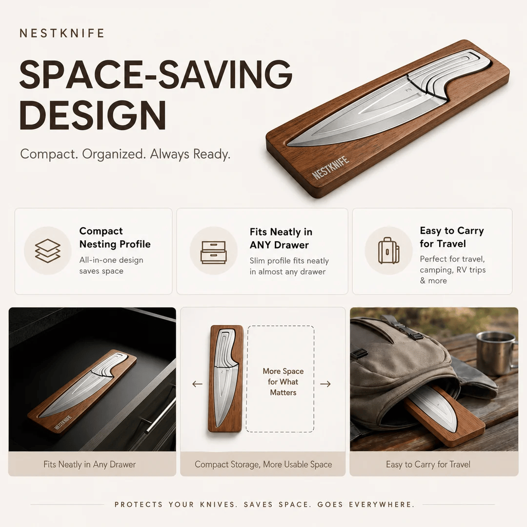 4-Piece Magnetic Kitchen Knife Set | VG10 Japanese Steel & Space-Saving Nesting Design
