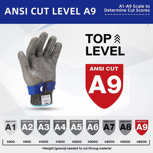 🧤 Metal Mesh Cut-Resistant Glove – Reusable Hand Protection for Sharp Food Prep