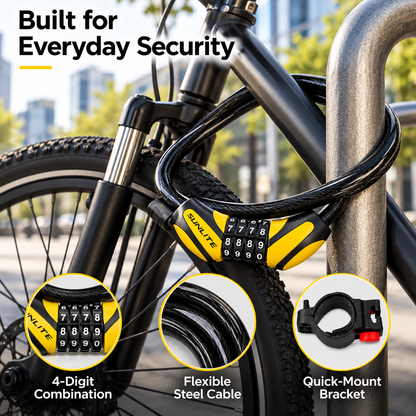 🔒Bike Lock Cable,🚲 4 Feet Bike Cable Lock Basic Self Coiling Kids Bike Lock