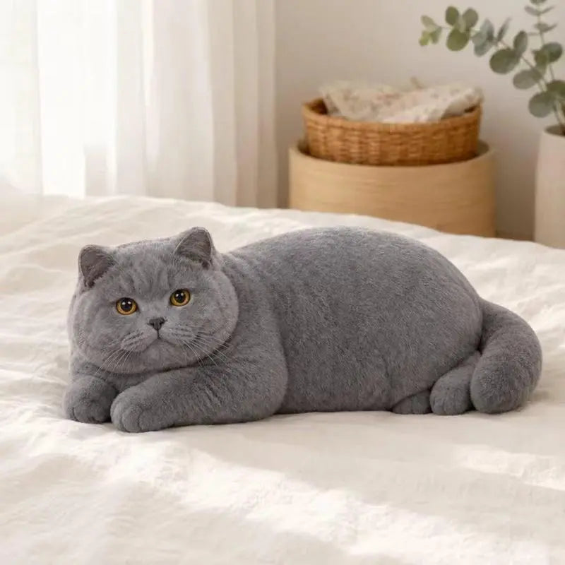 Realistic British Shorthair Cat Plush Throw Pillow