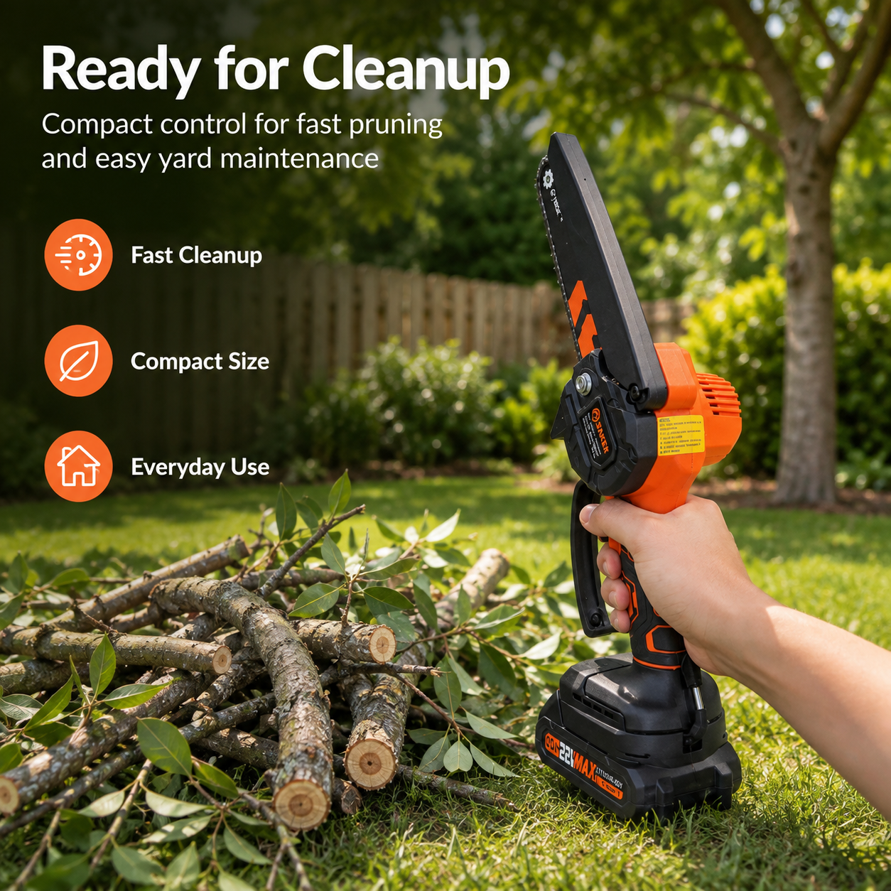 🌿 Cordless Mini Chainsaw – Branch Pruning & Leafy Overgrowth Cleanup Saw