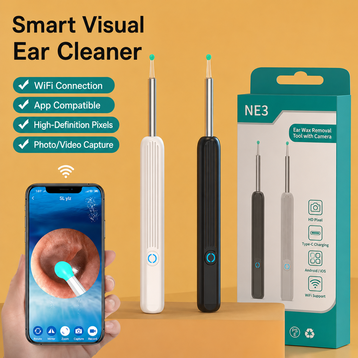 Smart Ear Cleaner Camera | 720P HD WiFi Ear Wax Removal Kit