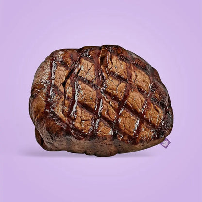 Grilled Steak Pillow | All About Vibe – Life-Like 3D Meat Throw Pillow | Funny Aesthetic Room Decor & Foodie Gift