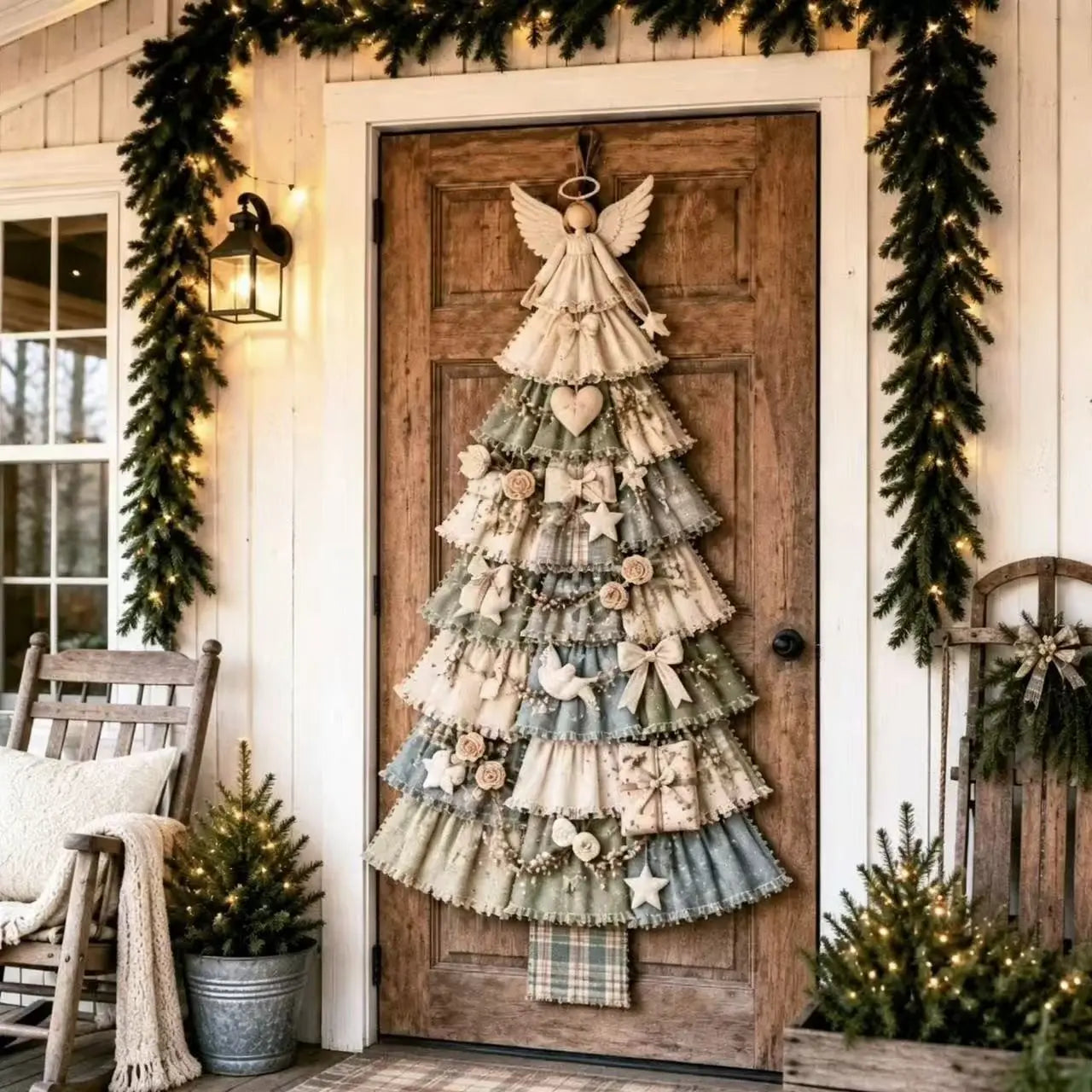 🚪 CHRISTMAS DOOR FAVORITE | Layered Fabric Tree Hanging – Space-Saving Holiday Decor for Front Doors & Entryways