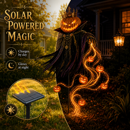 🎃 Solar Pumpkin King Garden Stake – Fiber Optic Halloween Yard Light