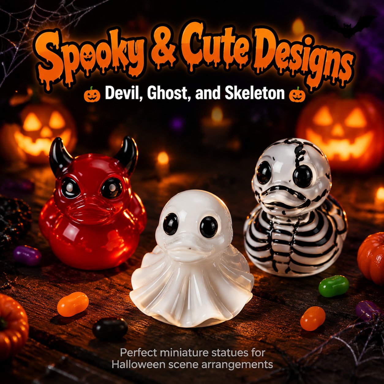 👻🎃Glow-In-The-Dark Mini Halloween Duck Set