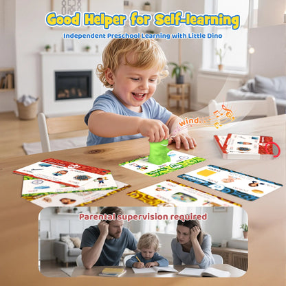 Dinosaur Talking Flash Cards – 148 Cards, 592 Words, 5 Categories, Interactive Learning Stickers