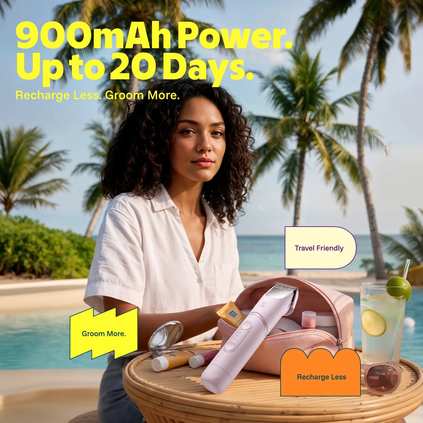 🪞Women Shaver -180° Rotatable Flexible Ergonomic Head with Built-in Light & Mirror, 2-in-1 Trim