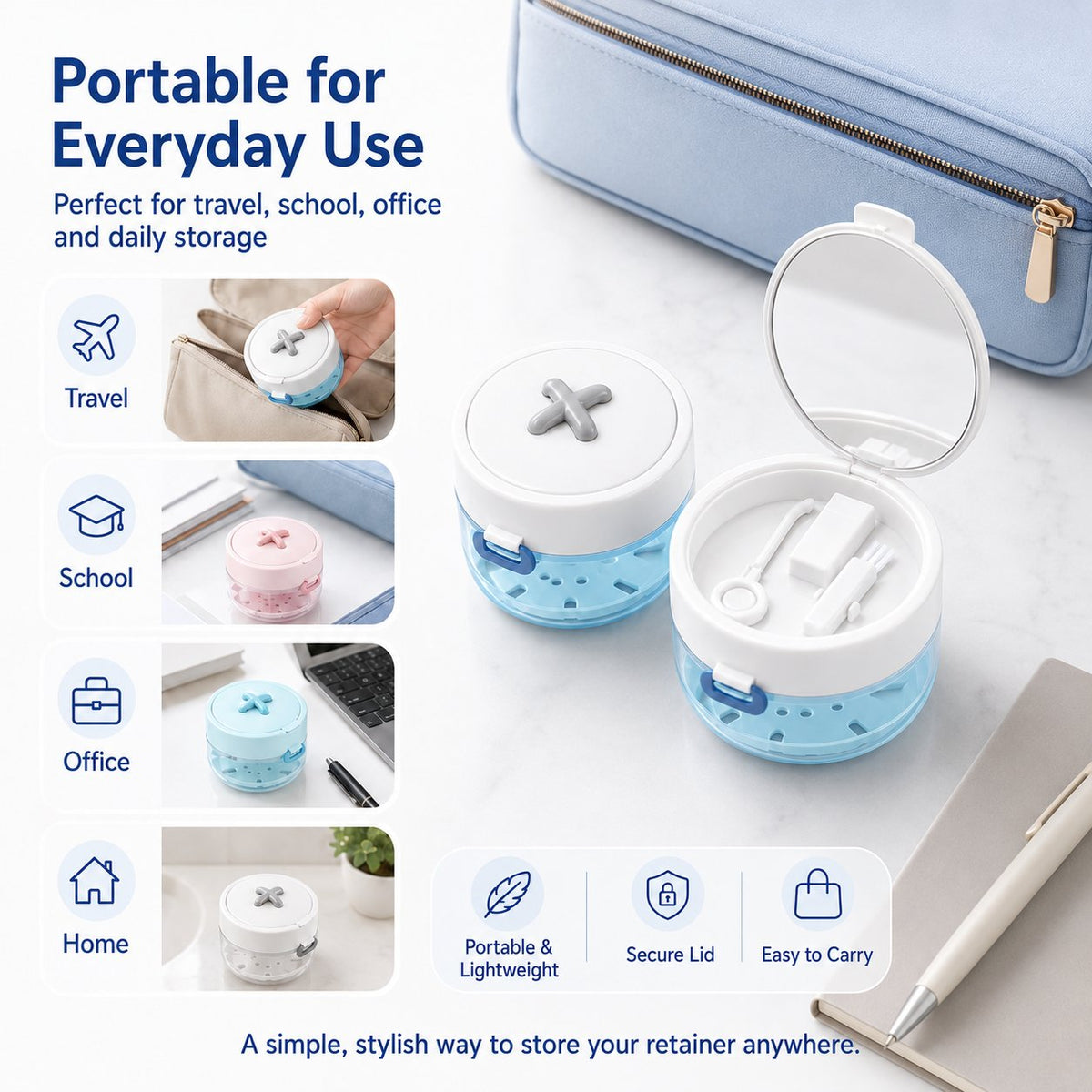 3-in-1 Retainer Case – Soak, Drain & Store