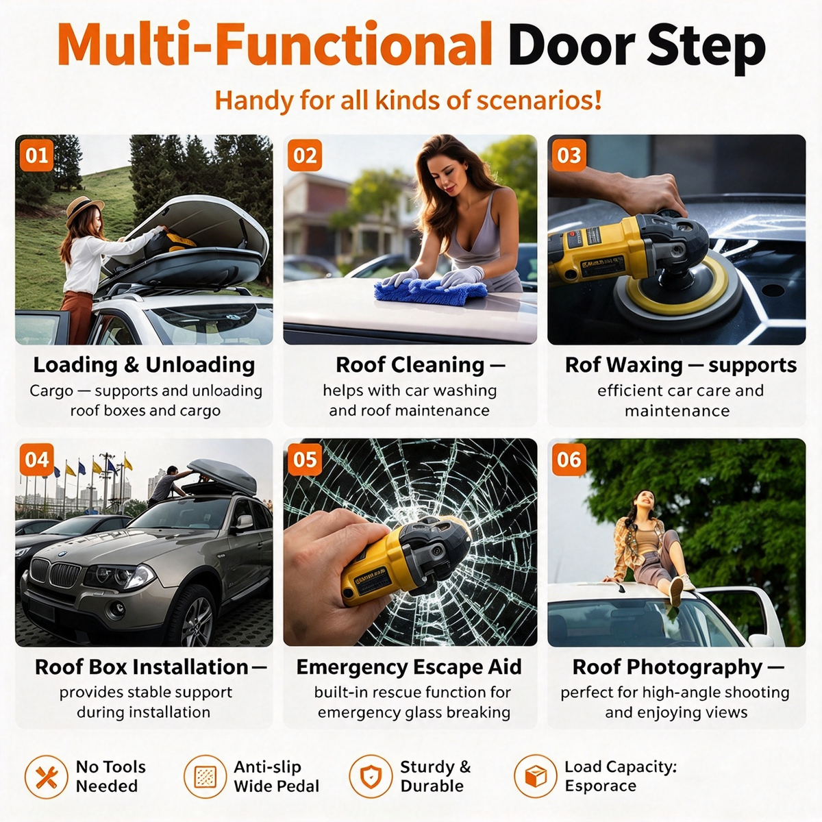 🚙 Foldable Car Door Step – Easy Roof Rack Access Without a Bulky Ladder