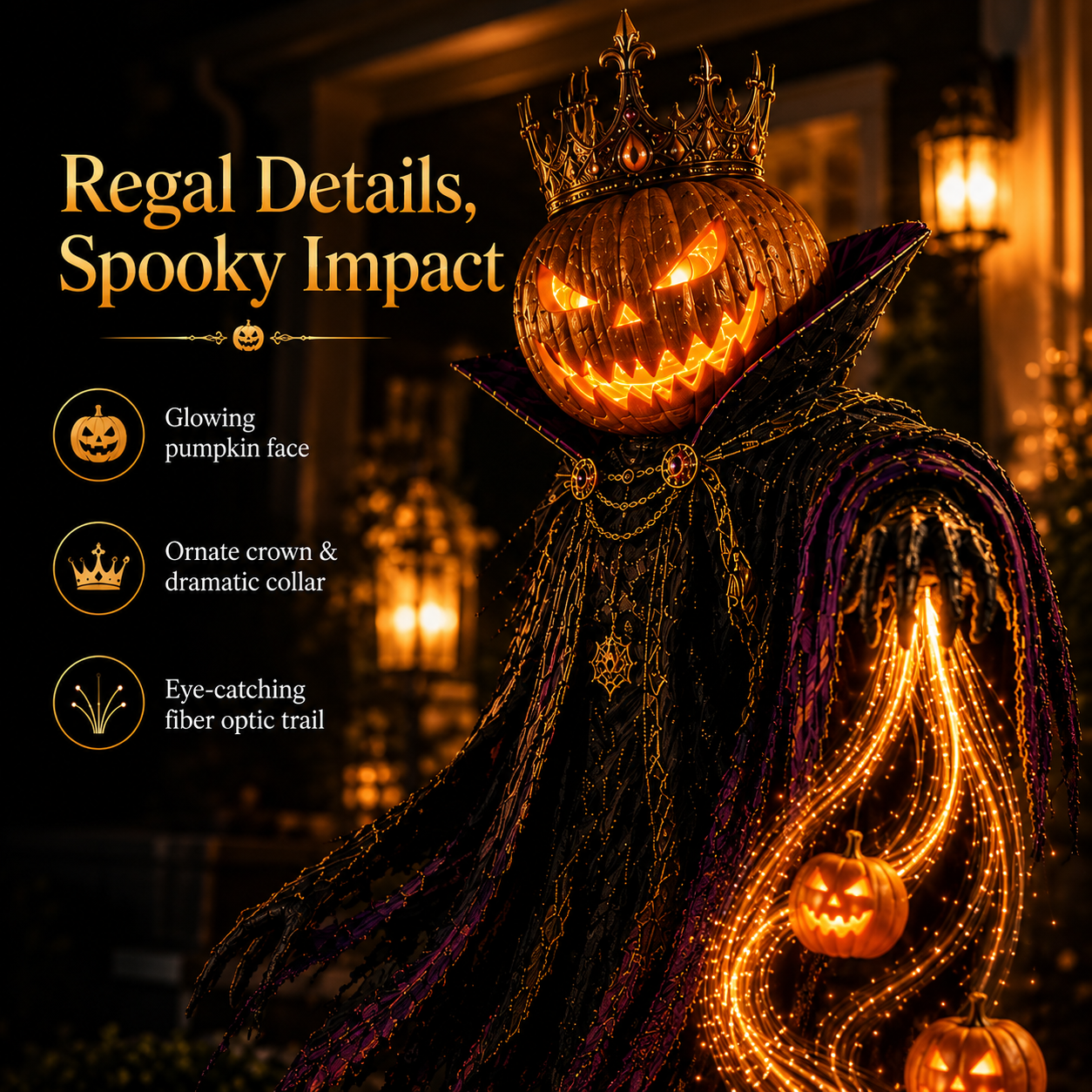 🎃 Solar Pumpkin King Garden Stake – Fiber Optic Halloween Yard Light
