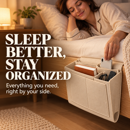 🛏️ Bedside Hanging Organizer — Multi-Pocket Storage for Bed & Sofa