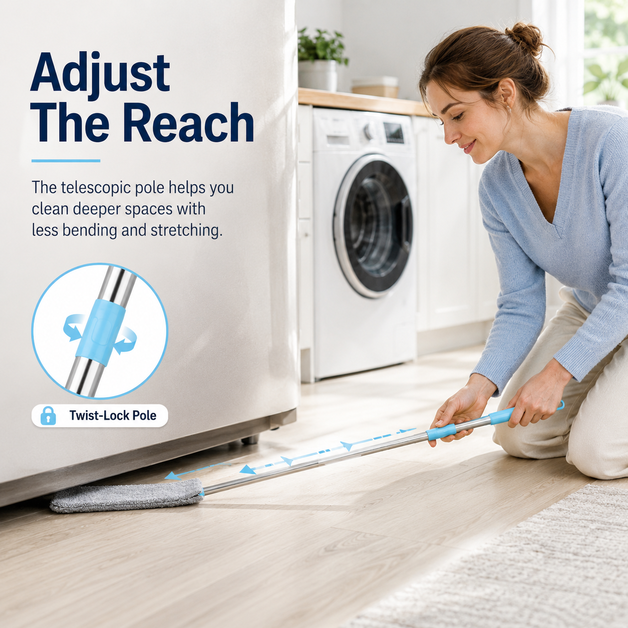 🧹 Flexible Retractable Gap Duster – Long-Reach Microfiber Cleaner for Under Beds & Appliances