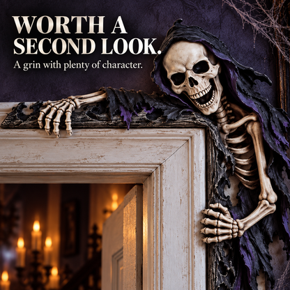 💀 Meet Your New Roommate: No Rent, No Chores, Just Hanging Around Your Doorway – Grim Reaper Corner Decor