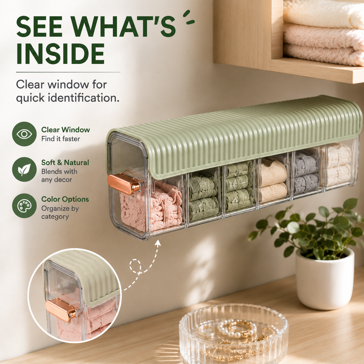 🏠Clear Wall Mounted Organizer, Punch-Free Multi-functional Storage Box, Clear Wall Mounted Drawer Organizer
