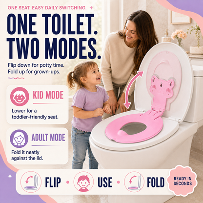🐻 Flip-Down Toddler Toilet Training Seat – Cleaner, Easier Potty Training
