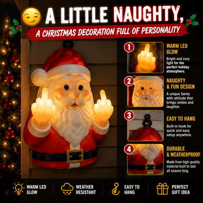 🎅 Naughty Santa Christmas Light Decor – Funny Cheeky LED Holiday Wall Hanging Decoration for Front Door & Porch