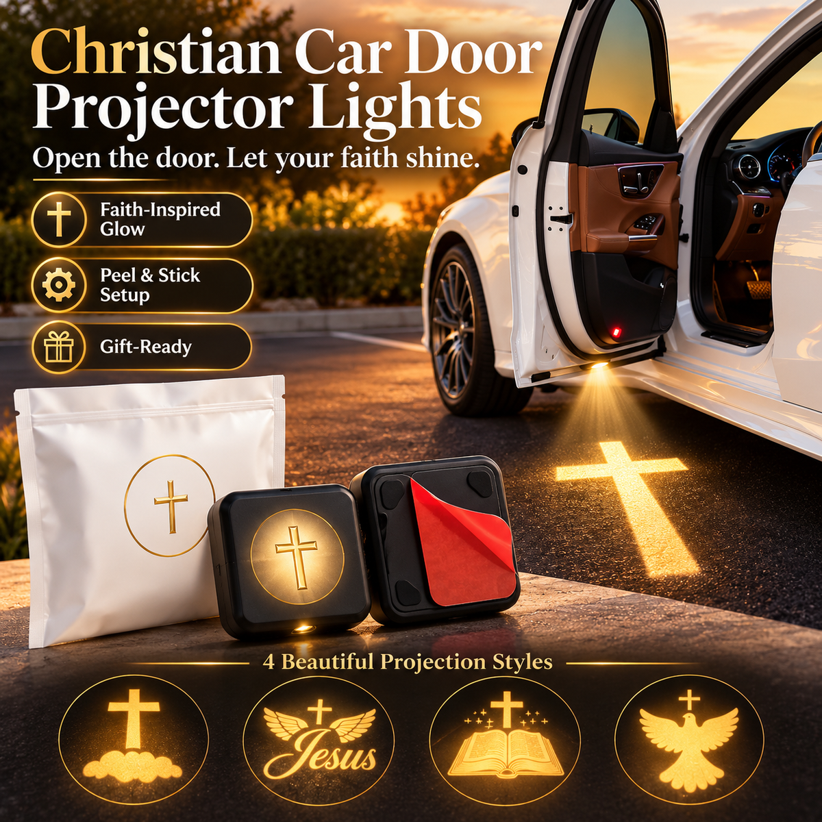 Christian Car Door Projector Light – Faith-Inspired Welcome Glow