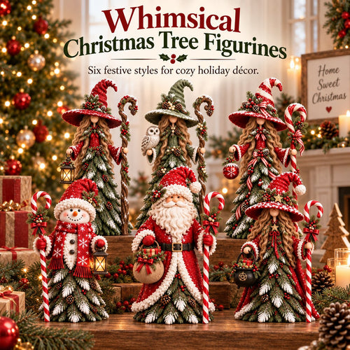 Christmas decorative figure in the shape of a Christmas tree – Santa Claus, snowman & Christmas witch with festive details