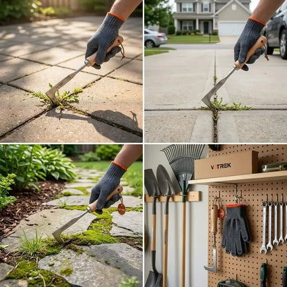 🌿Wooden Handle Crevice Weeder, Stainless Steel Manual Grass Remover for Patio, Pathways & Yards