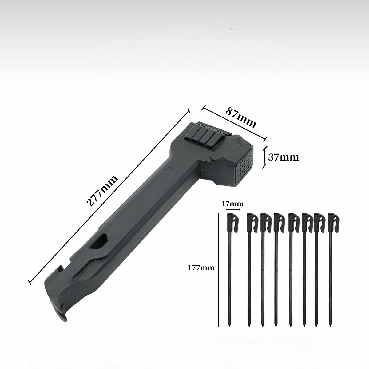 🔨2-in-1 Tent Stake Hammer with 8 Stakes